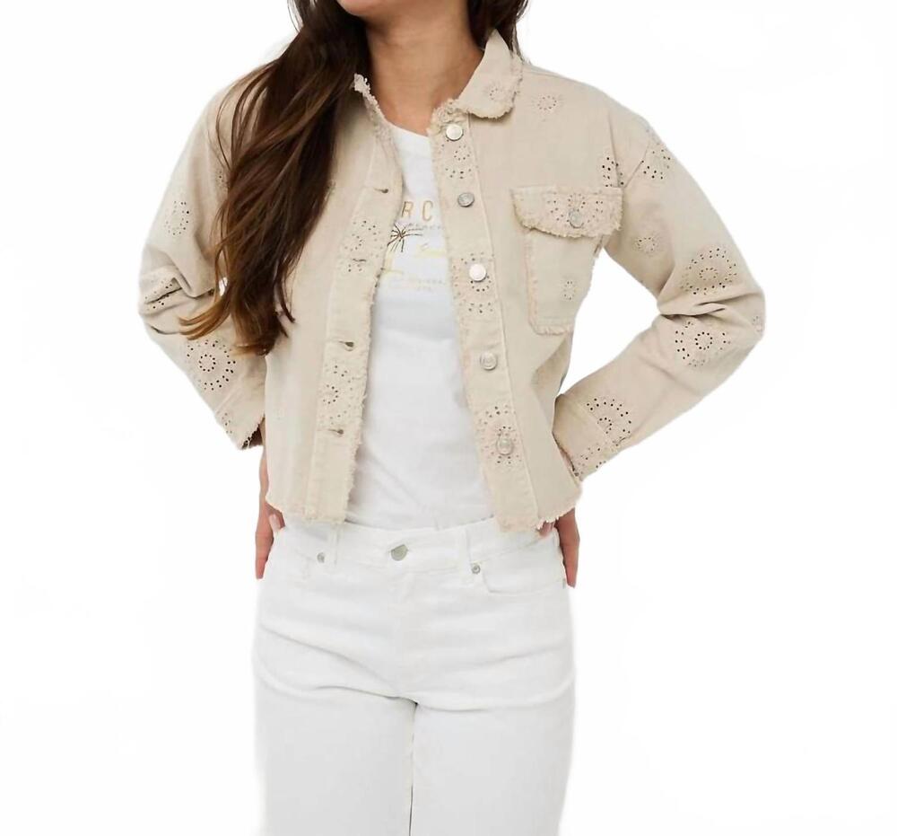 NEW ESQUALO judith jacket with embroidery flowers in light sand